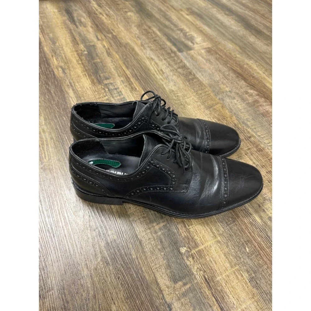 Nunn Bush Mens 84526-001 Black Leather Cap Toe Brogue Oxford Dress Shoes 10.5 M